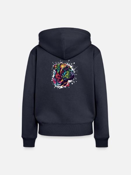Farbiger Hund Portrait Splatter - Frauen Premium Bio Zip Hoodie - Navy