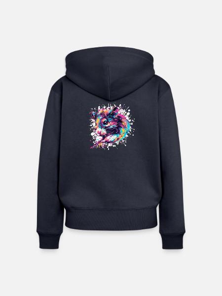 Bunte Farbsplash Hase - Frauen Premium Bio Zip Hoodie - Navy