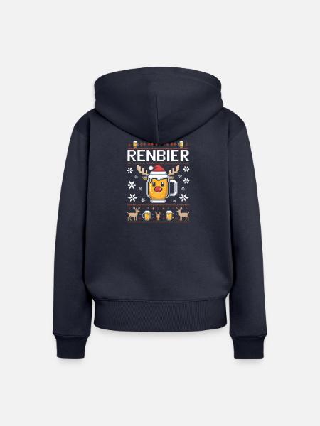 Renbier Weihnachtsbier - Frauen Premium Bio Zip Hoodie - Navy