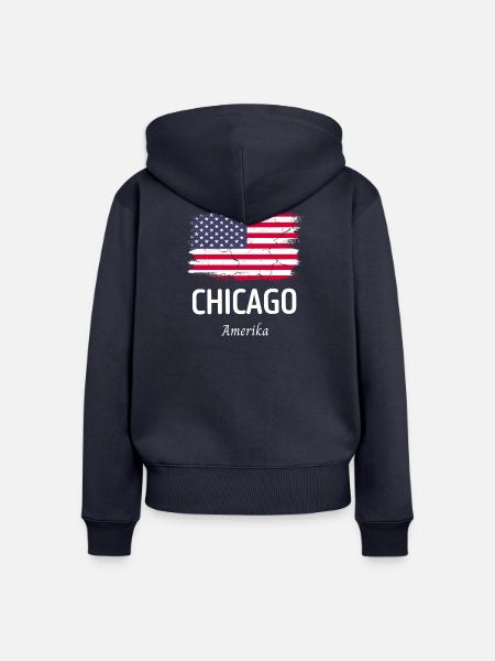 Chicago - Frauen Premium Bio Zip Hoodie - Navy