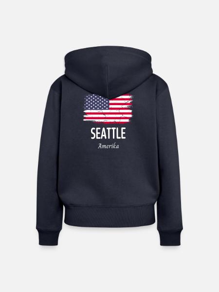 Seattle - Frauen Premium Bio Zip Hoodie - Navy