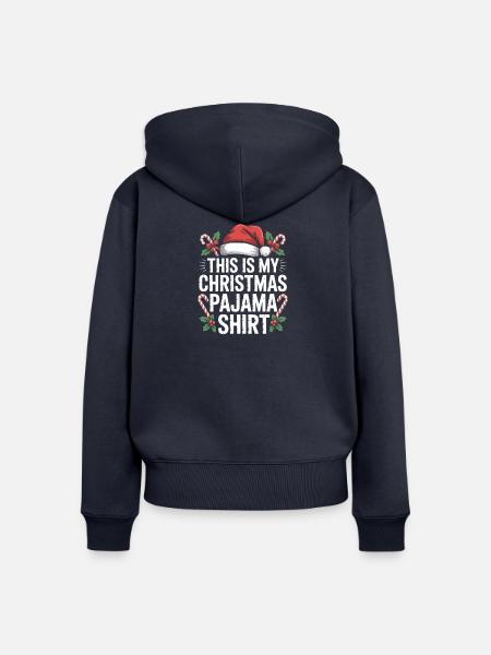 Das ist mein Weihnachts-Pyjamashirt - Frauen Premium Bio Zip Hoodie - Navy