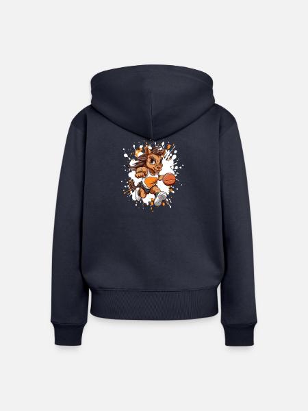 Basketball-Pony im Sprinterstil - Frauen Premium Bio Zip Hoodie - Navy