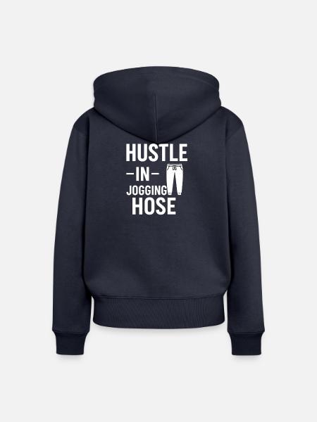 Hustle in Jogginghose - Frauen Premium Bio Zip Hoodie - Navy