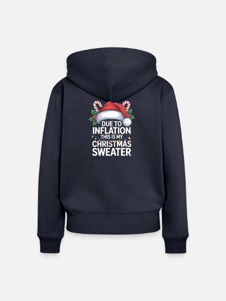 Inflation Weihnachtspullover Wortspiel - Frauen Premium Bio Zip Hoodie - Navy