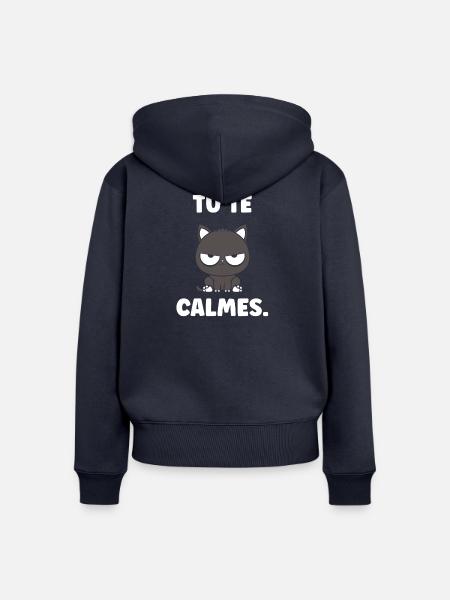 Grumpy Kitten: Beruhig dich - Frauen Premium Bio Zip Hoodie - Navy