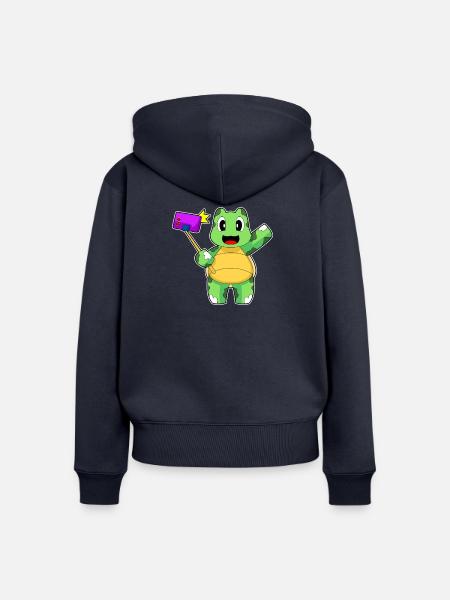 Schildkröte Smartphone - Frauen Premium Bio Zip Hoodie - Navy