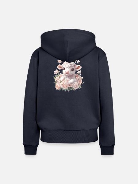Zartes Lammchen mit Rosenkranz - Frauen Premium Bio Zip Hoodie - Navy