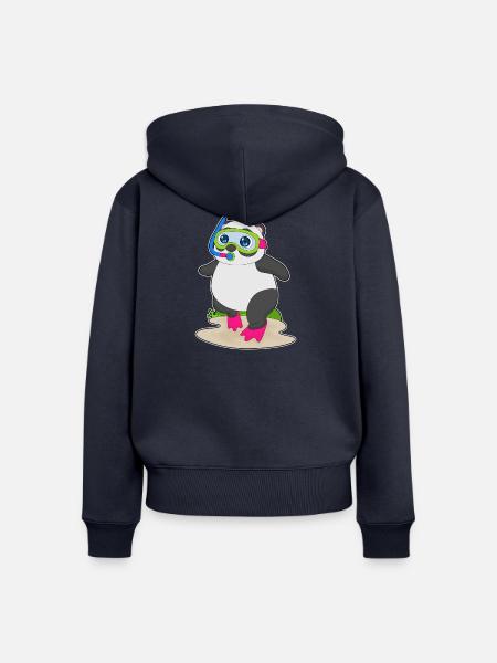 Panda Taucher Schnorchel Tauchen - Frauen Premium Bio Zip Hoodie - Navy