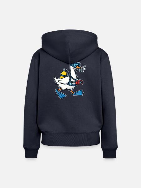 Taucher Ente mit Kamera - Frauen Premium Bio Zip Hoodie - Navy
