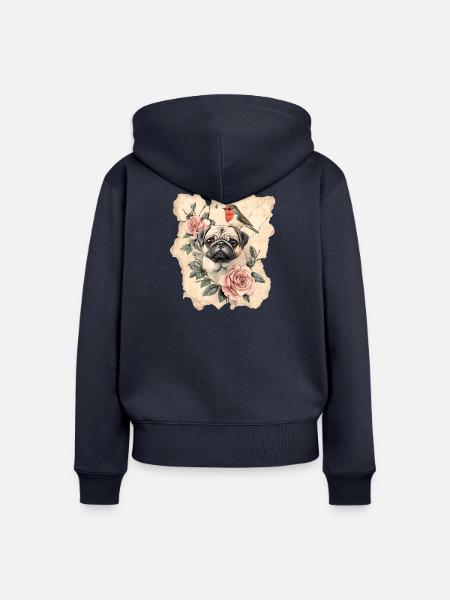 Mops und Vogel - Frauen Premium Bio Zip Hoodie - Navy