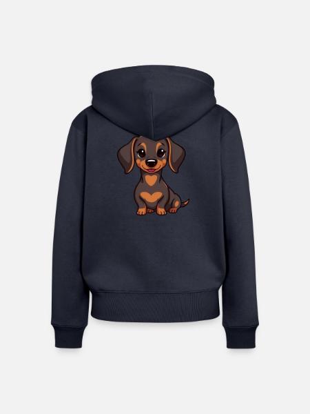 Dachshund Baby - Frauen Premium Bio Zip Hoodie - Navy