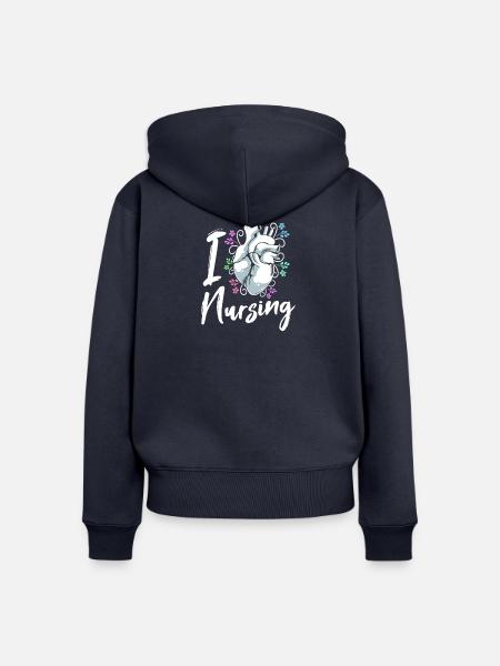 Pfleger Krankenhaus Krankenpfleger Geschenk - Frauen Premium Bio Zip Hoodie - Navy