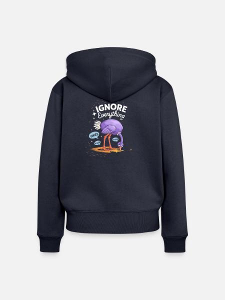 Ignoriere Alles Flamingo - Frauen Premium Bio Zip Hoodie - Navy