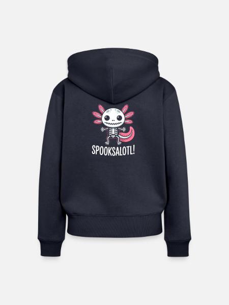 Spooksalot Skelett-Kreatur - Frauen Premium Bio Zip Hoodie - Navy
