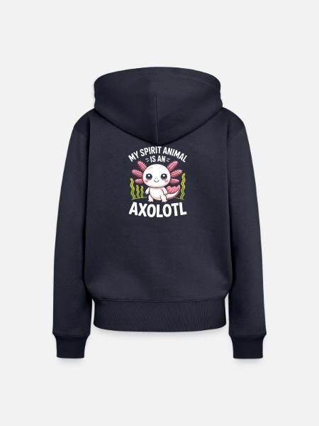 Axolotl Geisttier-Design - Frauen Premium Bio Zip Hoodie - Navy