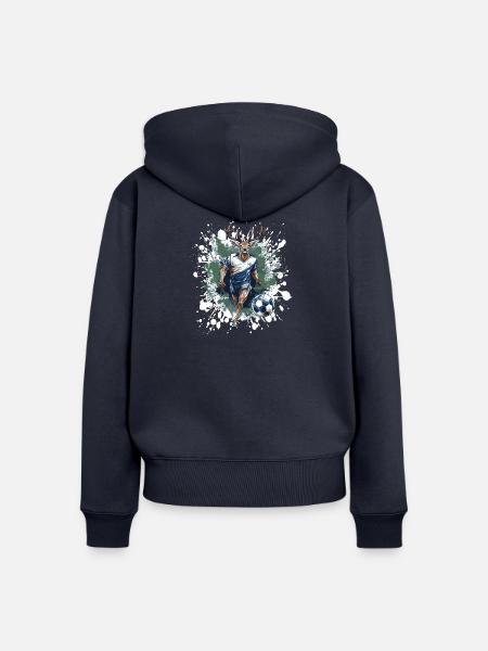 Hirsch Fussball Team - Frauen Premium Bio Zip Hoodie - Navy