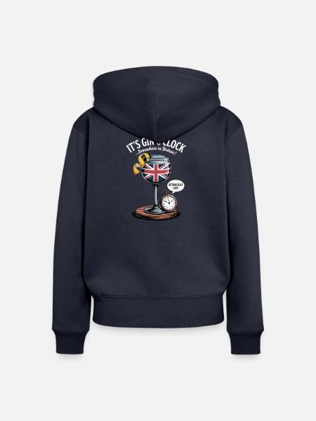 Gin O'Clock Britischer Humor - Frauen Premium Bio Zip Hoodie - Navy