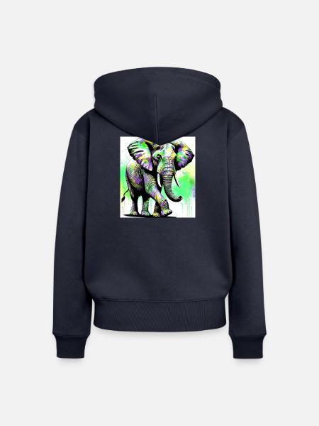 Elefant - Frauen Premium Bio Zip Hoodie - Navy