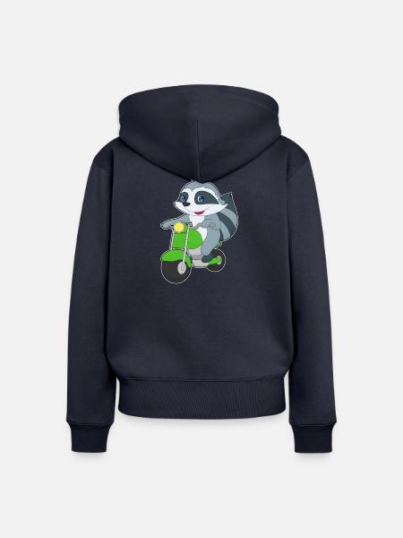 Waschbär Motorroller - Frauen Premium Bio Zip Hoodie - Navy