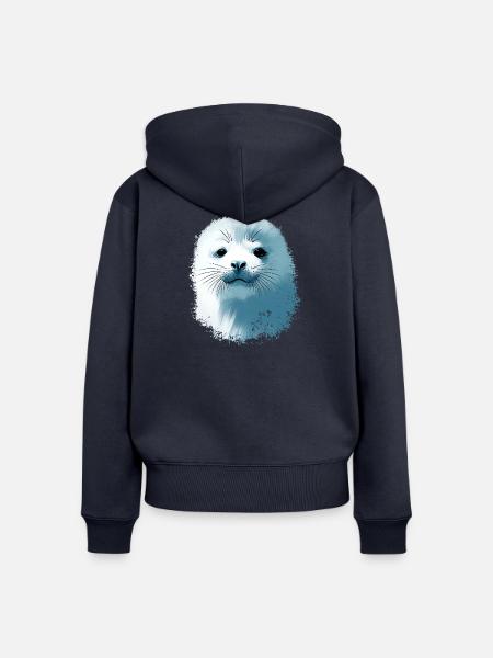 Seehundbaby - Frauen Premium Bio Zip Hoodie - Navy