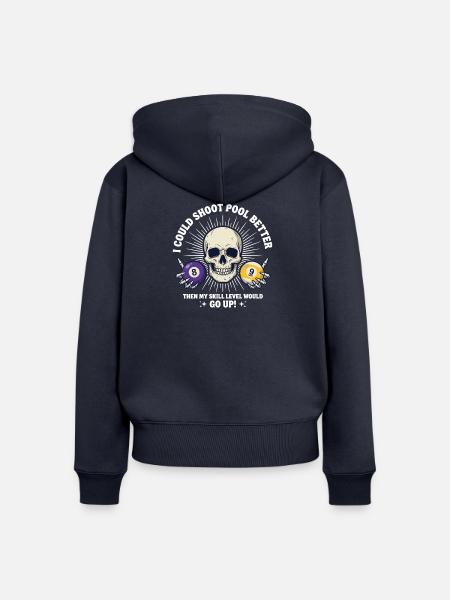 Billiard-Schädel-Billard-Billard-Tisch - Frauen Premium Bio Zip Hoodie - Navy
