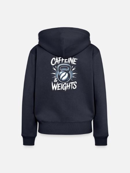 Krafttraining Caffeine & Weights Bodybuilding Gym - Frauen Premium Bio Zip Hoodie - Navy