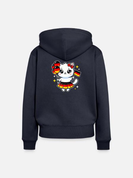 Kätzchen mit deutschen Flaggenballons - Frauen Premium Bio Zip Hoodie - Navy