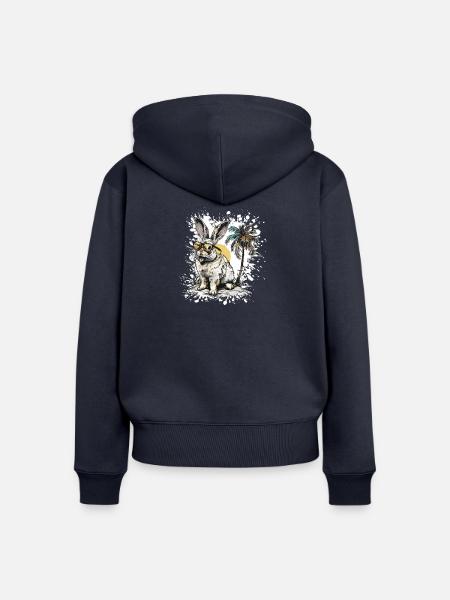 Hase Sommer Comic - Frauen Premium Bio Zip Hoodie - Navy