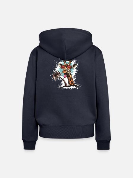 Giraffe Sommer Comic - Frauen Premium Bio Zip Hoodie - Navy