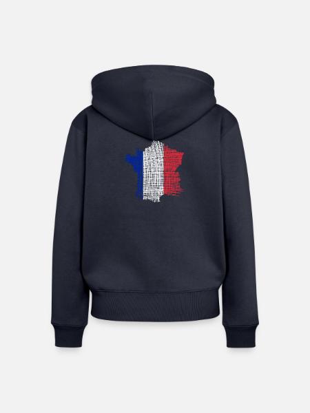 Frankreich Kartenflagge im Strichstil - Frauen Premium Bio Zip Hoodie - Navy