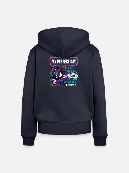 Gamer Gaming Cat Video Game - Frauen Premium Bio Zip Hoodie - Navy