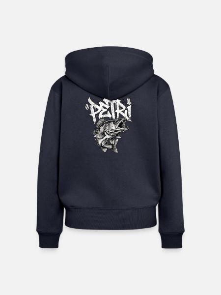 Zander Angler Graffiti Handschrift - Frauen Premium Bio Zip Hoodie - Navy