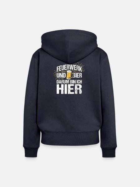 Feuerwerk Und Bier - Frauen Premium Bio Zip Hoodie - Navy