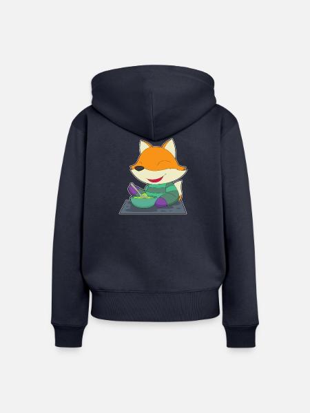 Fuchs Koch Schüssel Kochen - Frauen Premium Bio Zip Hoodie - Navy