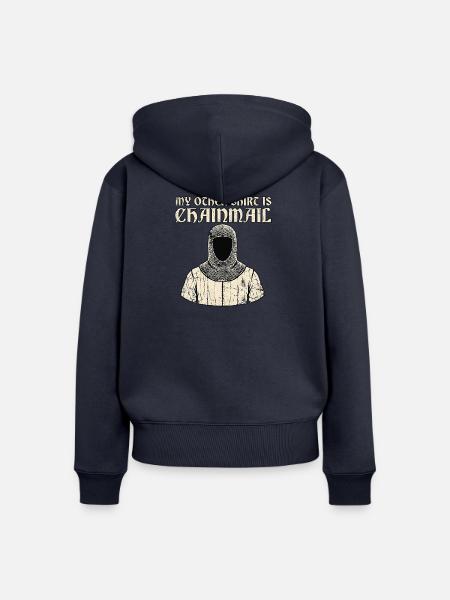 Mittelalter Ritter Rüstung - Frauen Premium Bio Zip Hoodie - Navy