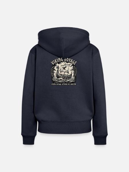Wikinger Boot Mittelalter - Frauen Premium Bio Zip Hoodie - Navy