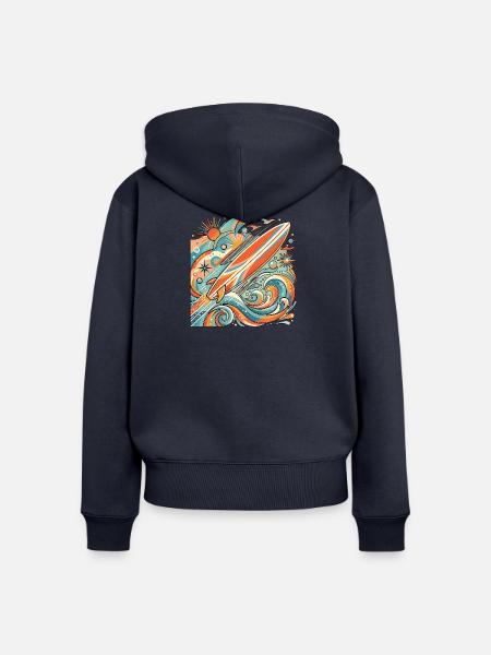 Surf Rock Wave Retro - Frauen Premium Bio Zip Hoodie - Navy
