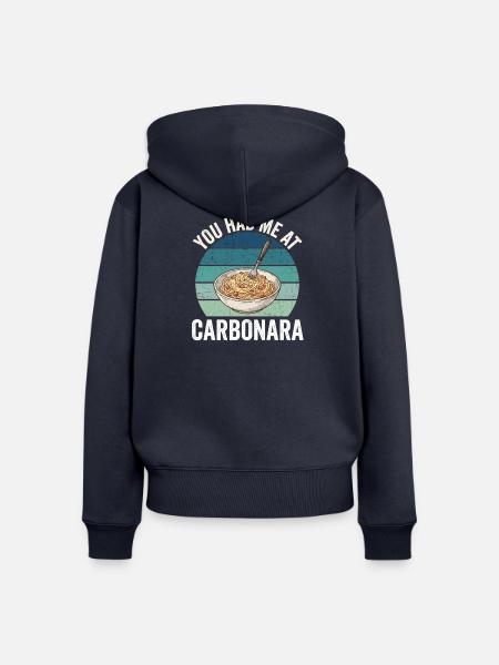 Du hattest mich bei Carbonara. - Frauen Premium Bio Zip Hoodie - Navy