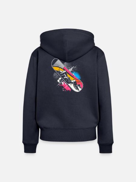 Snowboard Grafik - Frauen Premium Bio Zip Hoodie - Navy