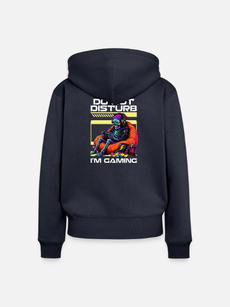 Skeleton Gamer Gaming Halloween - Frauen Premium Bio Zip Hoodie - Navy
