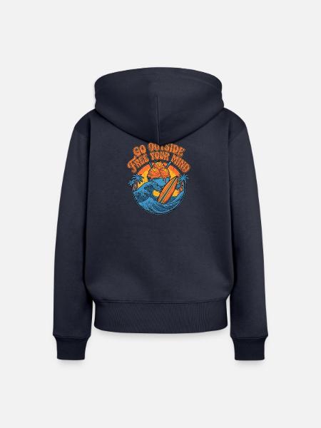 Surf Eiscreme Retro - Frauen Premium Bio Zip Hoodie - Navy