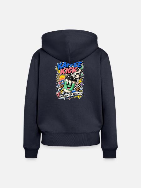 Kaffee Kick Schluck - Frauen Premium Bio Zip Hoodie - Navy