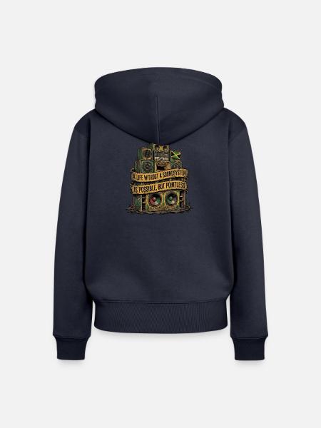 Dub Reggae Soundsystem Lover - Frauen Premium Bio Zip Hoodie - Navy