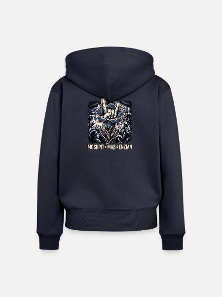 Heavy Metal Enzian - Frauen Premium Bio Zip Hoodie - Navy