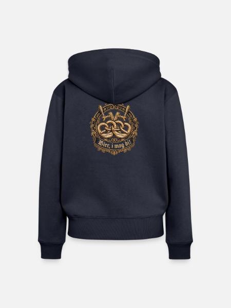 Bier Biergarten Brezel - Frauen Premium Bio Zip Hoodie - Navy
