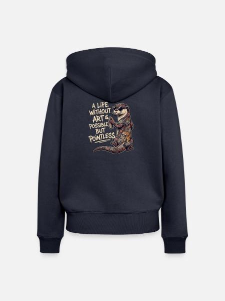 Graffiti Tattoo Kunst Otter - Frauen Premium Bio Zip Hoodie - Navy