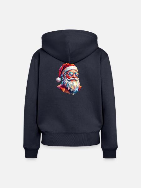 Poly Art Weihnachtsmann - Frauen Premium Bio Zip Hoodie - Navy