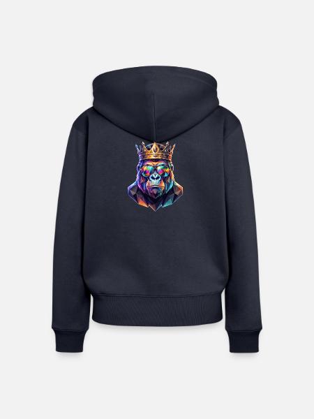 Poly Art Gorilla - Frauen Premium Bio Zip Hoodie - Navy