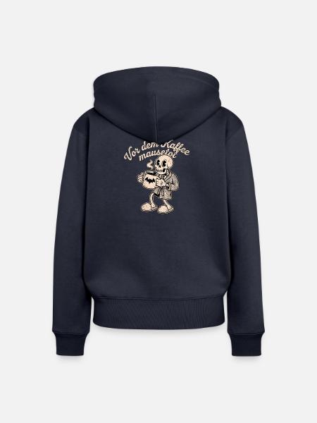 Halloween Kaffee Skelett - Frauen Premium Bio Zip Hoodie - Navy